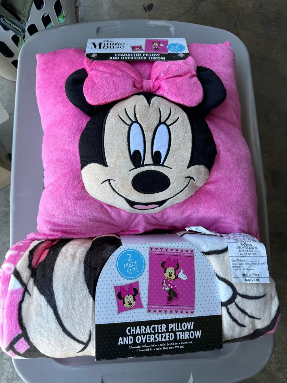 Disney Minnie Mouse Pink Character Pillow and Oversized Throw - 2 Piece Set